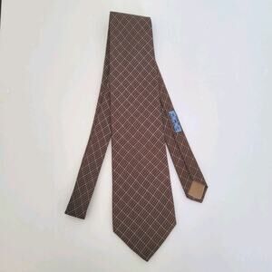 Dunhill Men's Neck Tie Made In Italy Designer Silk Brown Blue Geometric Classic